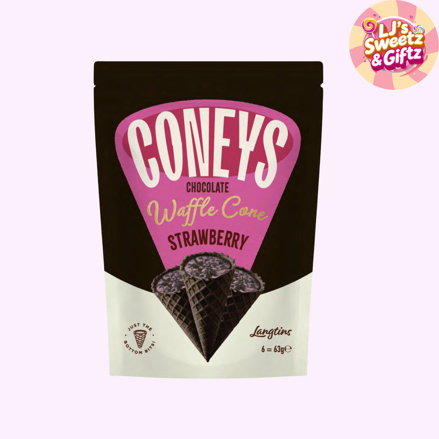 Coneys Chocolate Waffle Cone Strawberry Flavour 63g