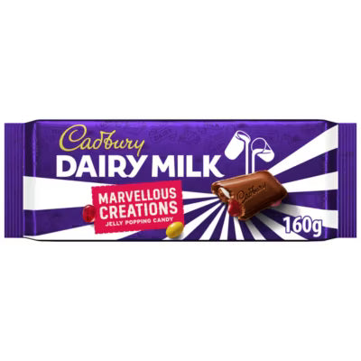 1 Dairy Milk Marvellous Creations Jelly Popping Candy Chocolate Bar 160g 1/4/26