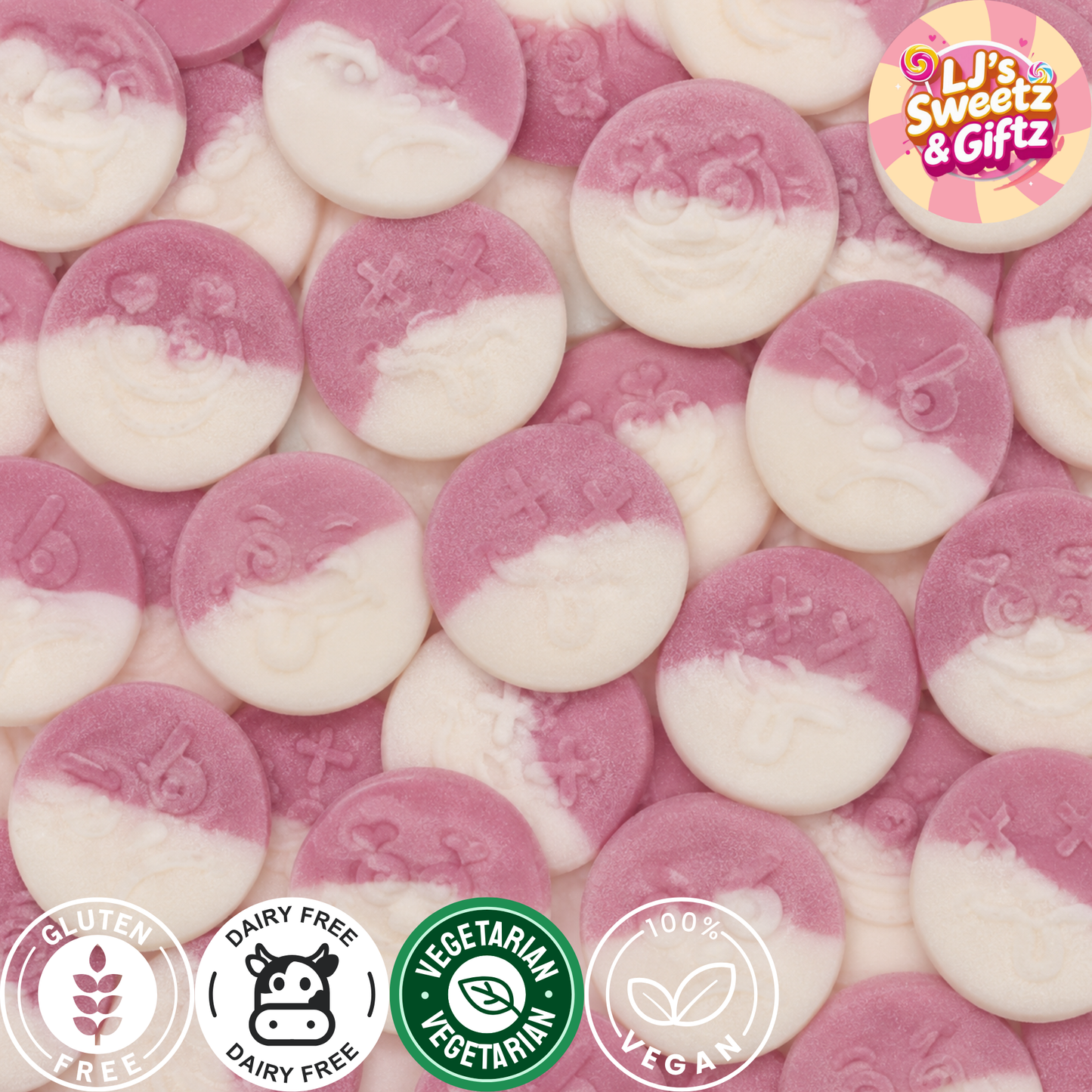 Vanilla & Raspberry Foam Faces 300g
