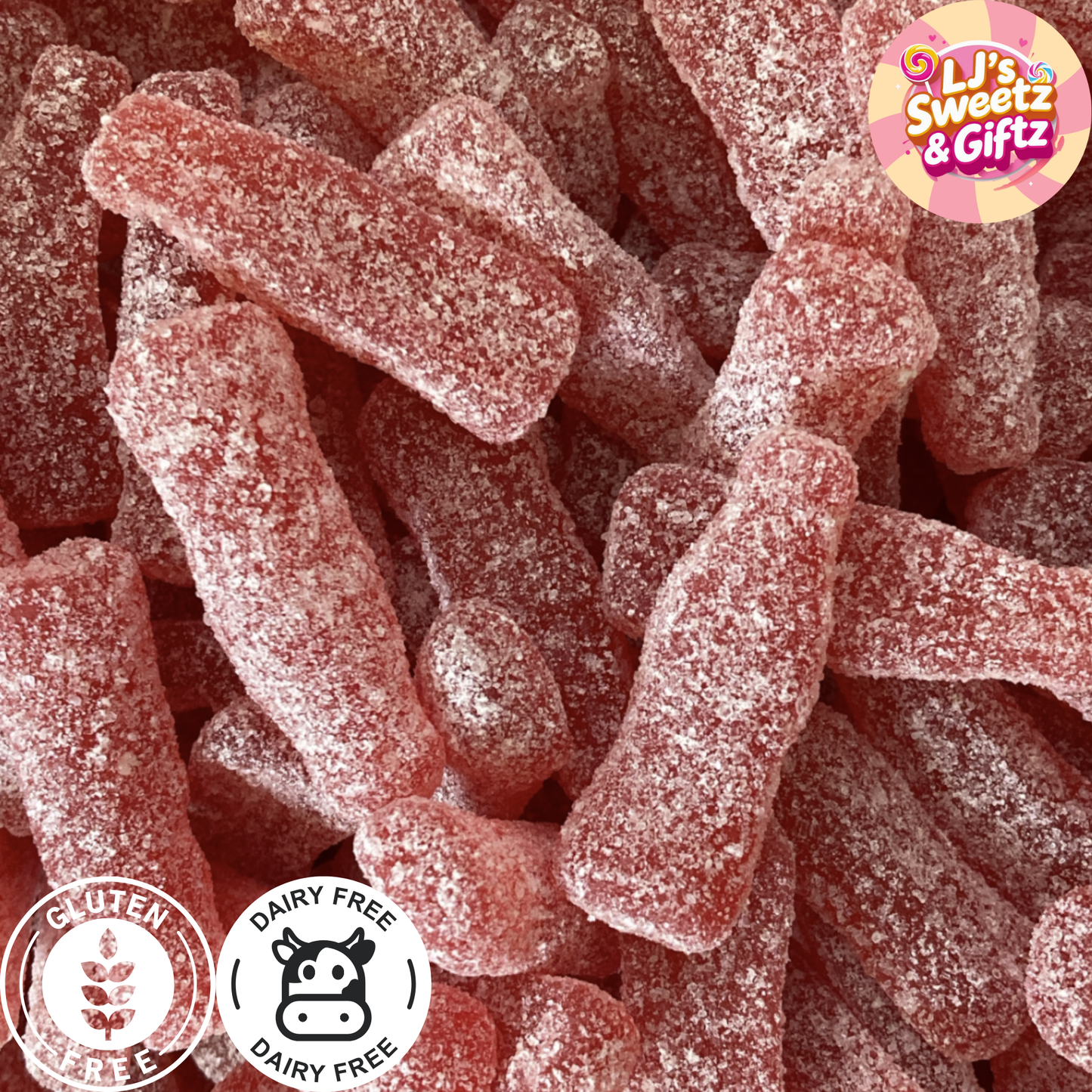 Sour Raspberry Soda Bottles 300g